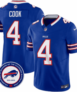James Cook 4 Buffalo Bills 50th Charging Logo Patch Game Men Jersey - Royal JS9975 nicesnker
