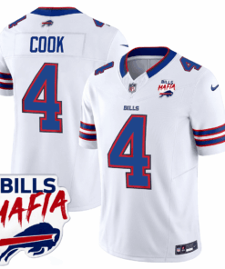 James Cook 4 Buffalo Bills Bills Mafia Patch Game Men Jersey - White JS6717 nicesnker