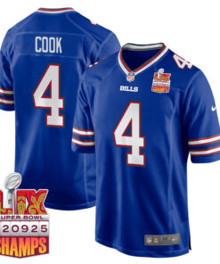 James Cook 4 Buffalo Bills Super Bowl LIX Champions Patch Game Men Jersey - Royal JS8733 nicesnker