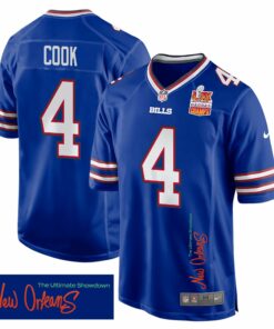 James Cook 4 Buffalo Bills Super Bowl LIX Champions Patch 'New Orleans - The Ultimate Showdown' EMBROIDERED Game Men Jersey - Royal JS2525 nicesnker
