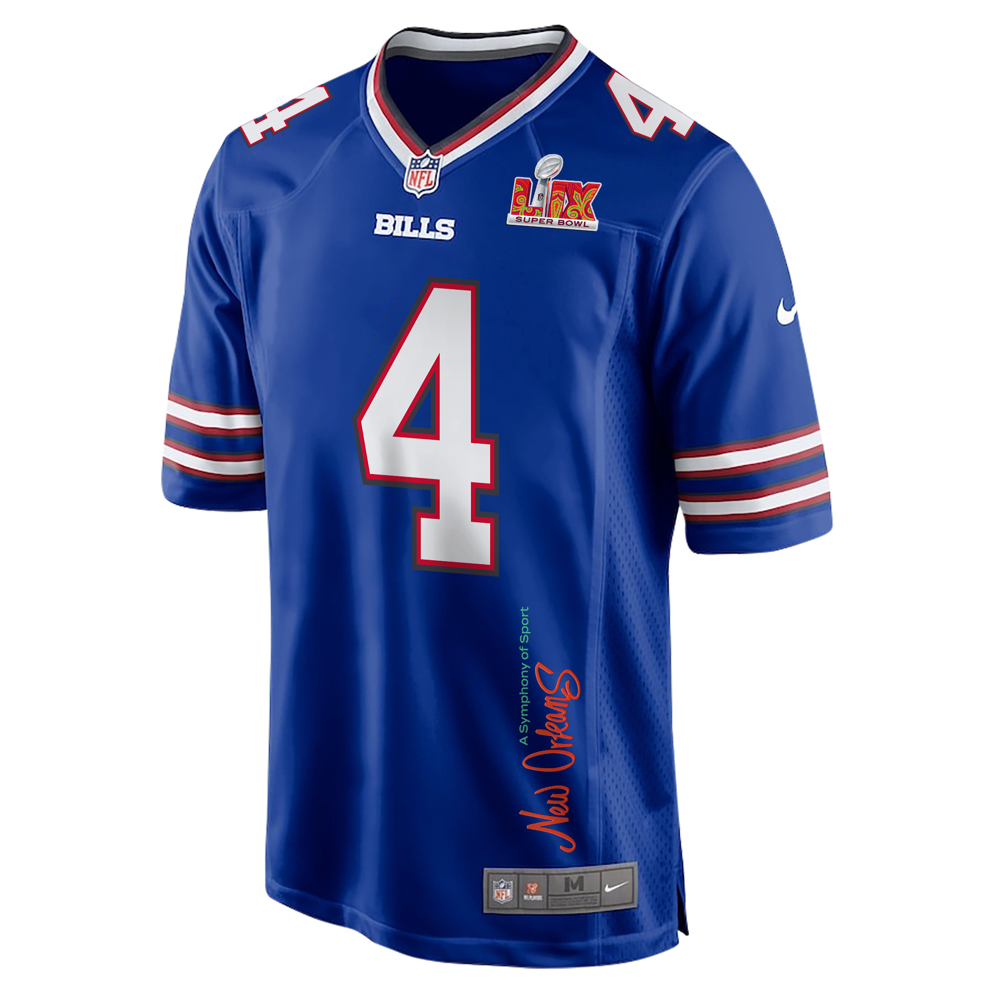 James Cook 4 Buffalo Bills Super Bowl LIX 'New Orleans - A Symphony of Sport' EMBROIDERED Game Men Jersey - Royal JS3122 nicesnker - Image 3