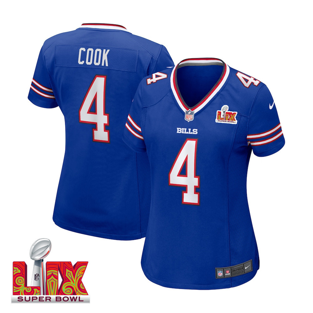 James Cook #4 Buffalo Bills Super Bowl LIX Women's Jersey - Royal JS9659 nicesnker