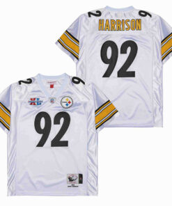 James Harrison 92 Pittsburgh Steelers Super Bowl XL Retro Throwback Men Jersey - White JS3584 nicesnker