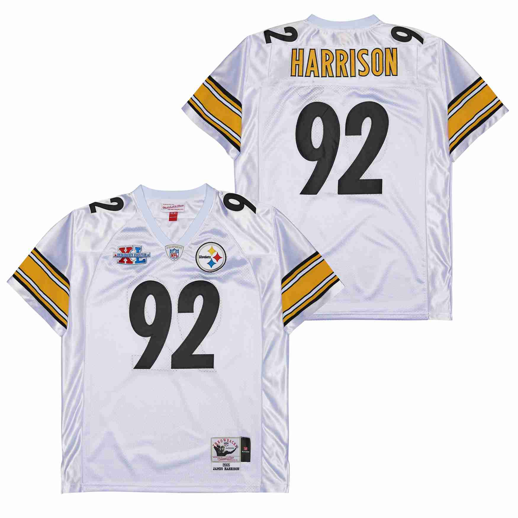 James Harrison 92 Pittsburgh Steelers Super Bowl XL Retro Throwback Men Jersey - White JS3584 nicesnker