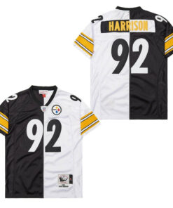 James Harrison 92 Pittsburgh Steelers Two-Toned Retro Throwback Men Jersey - Black/White JS3606 nicesnker