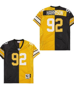 James Harrison 92 Pittsburgh Steelers Two-Toned Retro Throwback Men Jersey - Black/Yellow JS2876 nicesnker