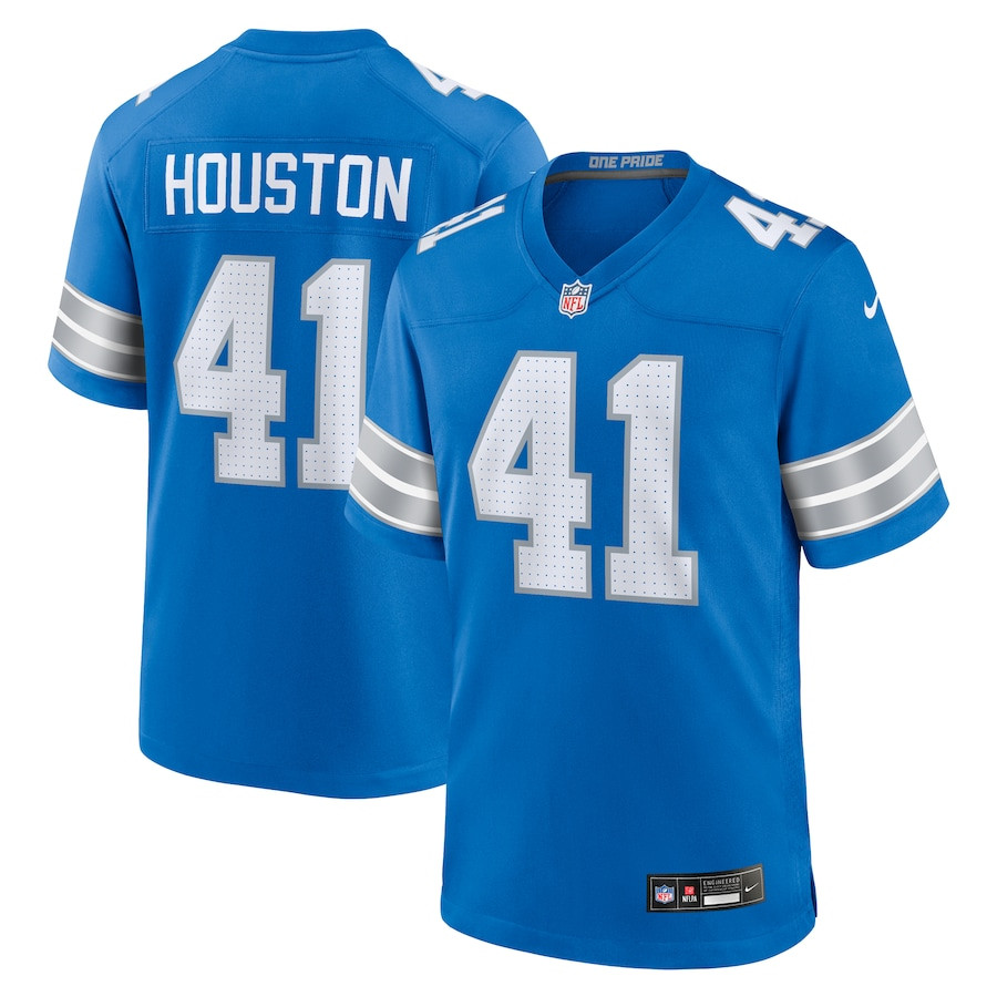 James Houston 41 Detroit Lions Team Game Men Jersey - Blue JS8512 nicesnker