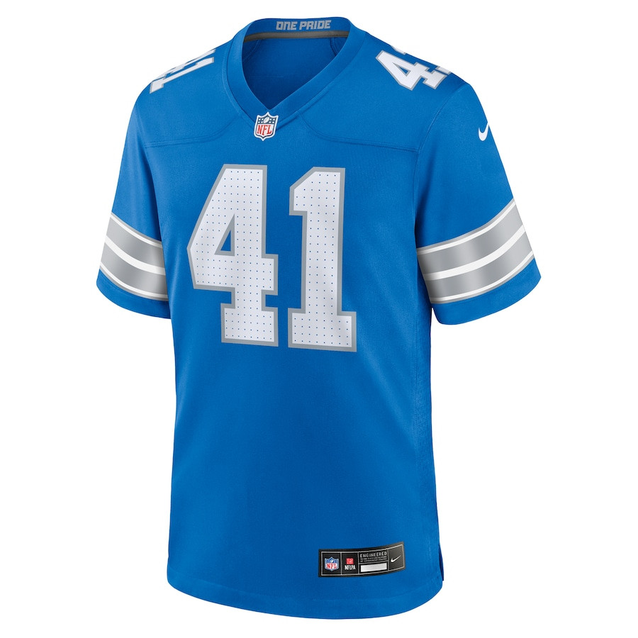 James Houston 41 Detroit Lions Team Game Men Jersey - Blue JS8512 nicesnker - Image 2