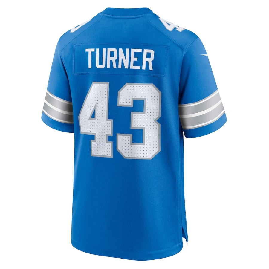 James Turner 43 Detroit Lions Game Men Jersey - Blue JS3598 nicesnker - Image 3