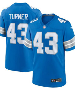 James Turner 43 Detroit Lions Game Men Jersey - Blue JS3598 nicesnker