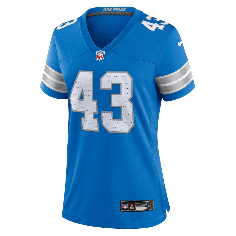 James Turner 43 Detroit Lions Women's Game Jersey - Blue JS7837 nicesnker - Image 2