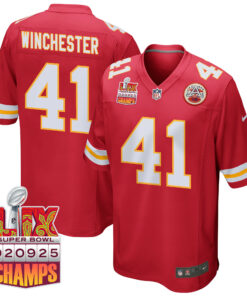 James Winchester 41 Kansas City Chiefs Super Bowl LIX Champions Patch Game Men Jersey - Red JS1456 nicesnker