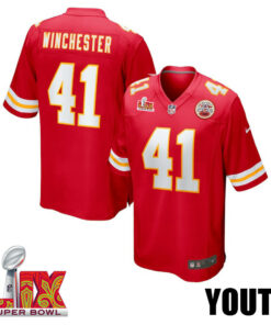 James Winchester #41 Kansas City Chiefs Super Bowl LIX YOUTH Jersey - Red JS1971 nicesnker