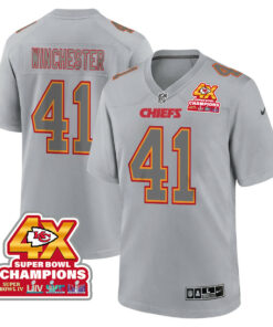 James Winchester 41 Kansas City Chiefs Super Bowl LVIII Champions 4X Atmosphere Fashion Game Men Jersey - Gray JS6562 nicesnker