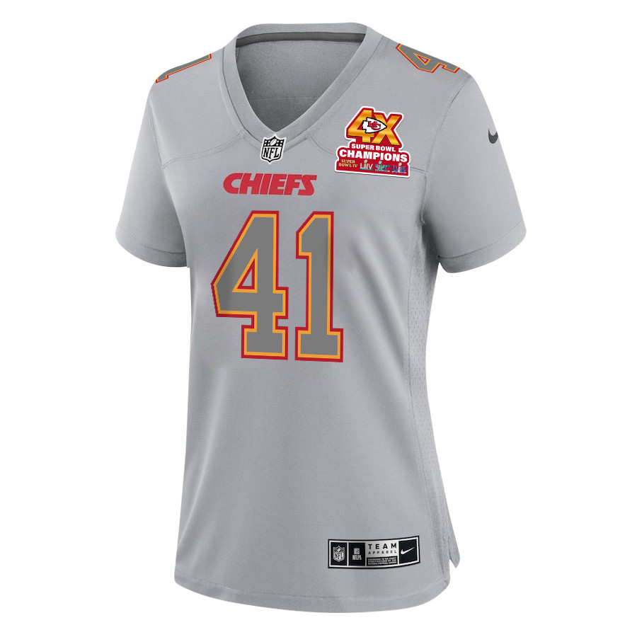 James Winchester 41 Kansas City Chiefs Super Bowl LVIII Champions 4X Atmosphere Fashion Game Women Jersey - Gray JS5359 nicesnker - Image 2