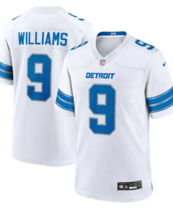 Jameson Williams 9 Detroit Lions White Game Men Jersey - White JS3764 nicesnker