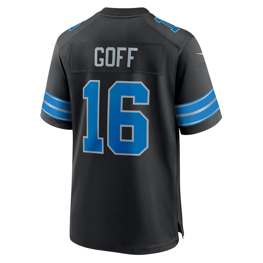 Jared Goff 16 Detroit Lions 2nd Alternate Game Jersey - Black, Men JS2341 nicesnker - Image 3