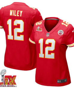 Jared Wiley #12 Kansas City Chiefs Super Bowl LIX Women's Jersey - Red JS3886 nicesnker