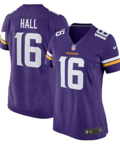 Jaren Hall 16 Minnesota Vikings Game Women Jersey - Purple JS5428 nicesnker
