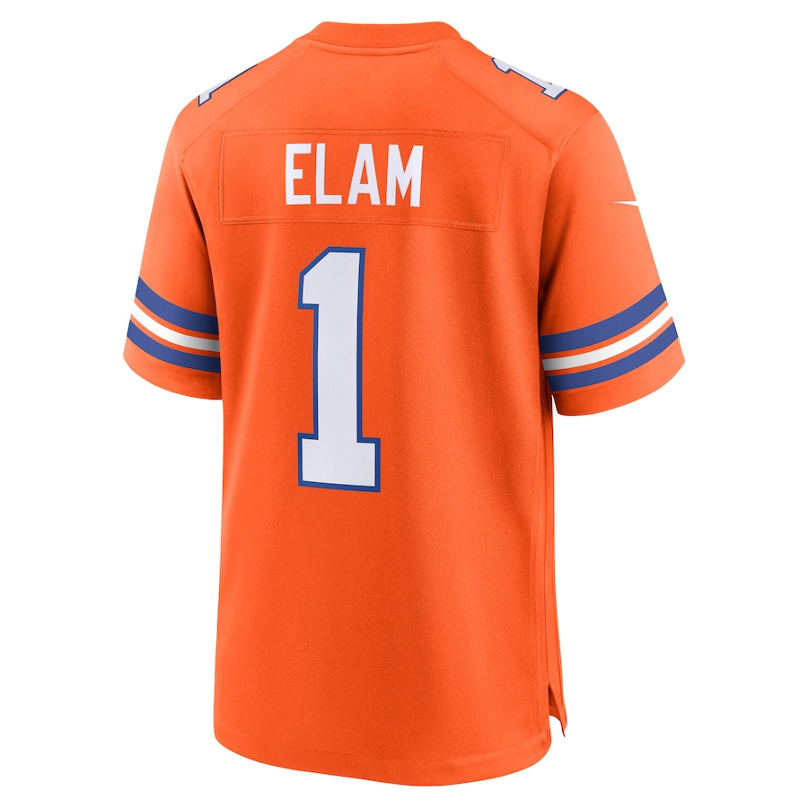 Jason Elam 1 Denver Broncos Mile High Collection 1977 Throwback Retired Player Game Men Jersey - Orange JS3075 nicesnker - Image 3