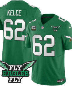 Jason Kelce 62 Philadelphia Eagles Fly Eagles Fly Patch Alternate Game Men Jersey - Kelly Green JS8301 nicesnker