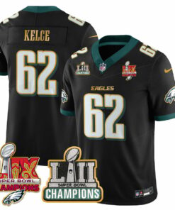 Jason Kelce 62 Philadelphia Eagles LII-LIX Super Bowl Champions Vapor Limited Gold Jersey - Black JS3061 nicesnker