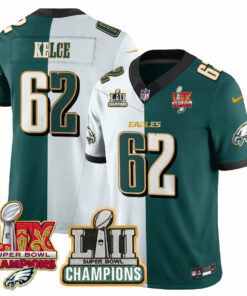 Jason Kelce 62 Philadelphia Eagles LII-LIX Super Bowl Champions Vapor Limited Gold Jersey - Split JS2735 nicesnker