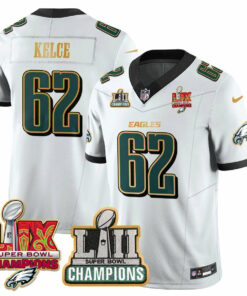 Jason Kelce 62 Philadelphia Eagles LII-LIX Super Bowl Champions Vapor Limited Gold Jersey - White JS4297 nicesnker