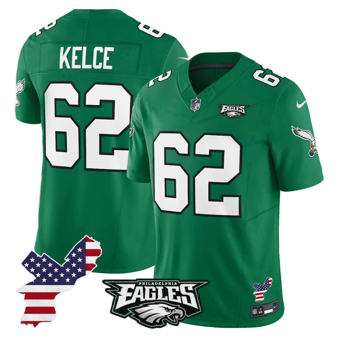 Jason Kelce 62 Philadelphia Eagles Philadelphia Patch Alternate Game Men Jersey - Kelly Green JS8297 nicesnker