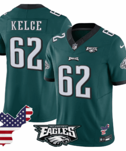 Jason Kelce 62 Philadelphia Eagles Philadelphia Patch Game Men Jersey - Midnight Green JS5818 nicesnker