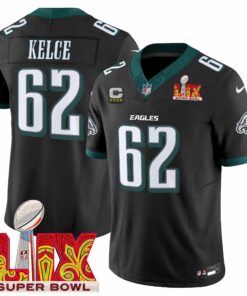 Jason Kelce 62 Philadelphia Eagles Super Bowl Champions LIX Patch Vapor Limited Jersey - Black JS1321 nicesnker