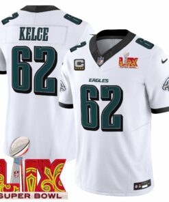 Jason Kelce 62 Philadelphia Eagles Super Bowl Champions LIX Patch Vapor Limited Jersey - White JS5911 nicesnker