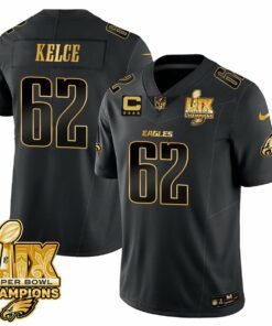 Jason Kelce 62 Philadelphia Eagles Super Bowl LIX Champions Gold Vapor Limited Jersey - Black Gold JS3959 nicesnker