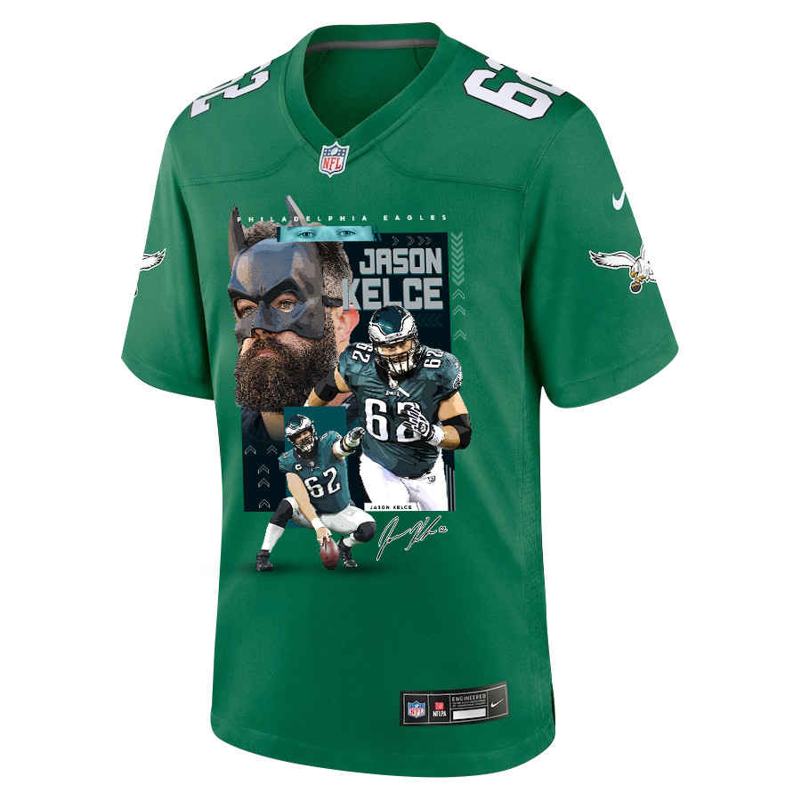 Jason Kelce 62 Philadelphia Eagles The Fat Bat Alternate Game Men Jersey - Kelly Green JS6245 nicesnker - Image 2