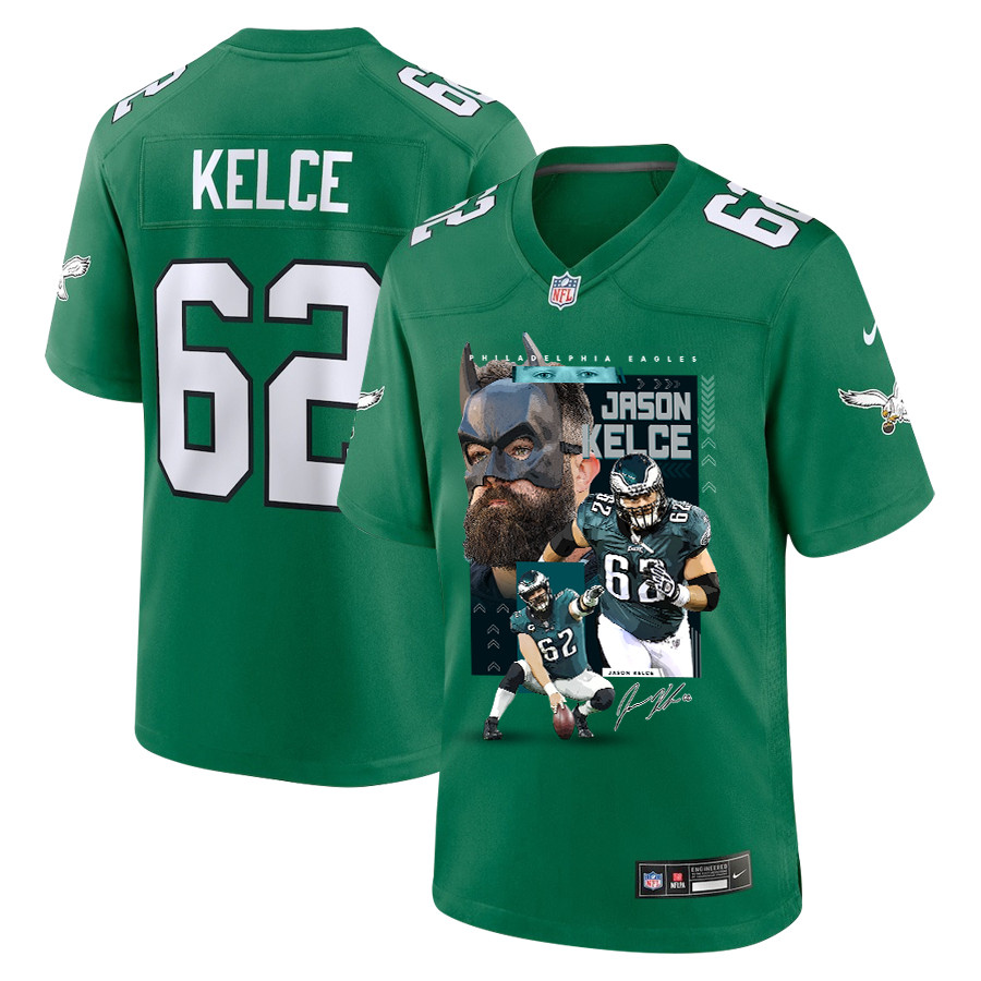 Jason Kelce 62 Philadelphia Eagles The Fat Bat Alternate Game Men Jersey - Kelly Green JS6245 nicesnker