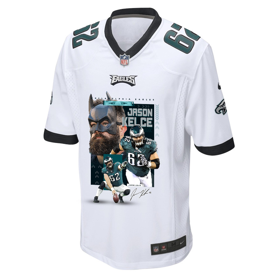Jason Kelce 62 Philadelphia Eagles The Fat Bat Game Men Jersey - White JS5634 nicesnker - Image 2