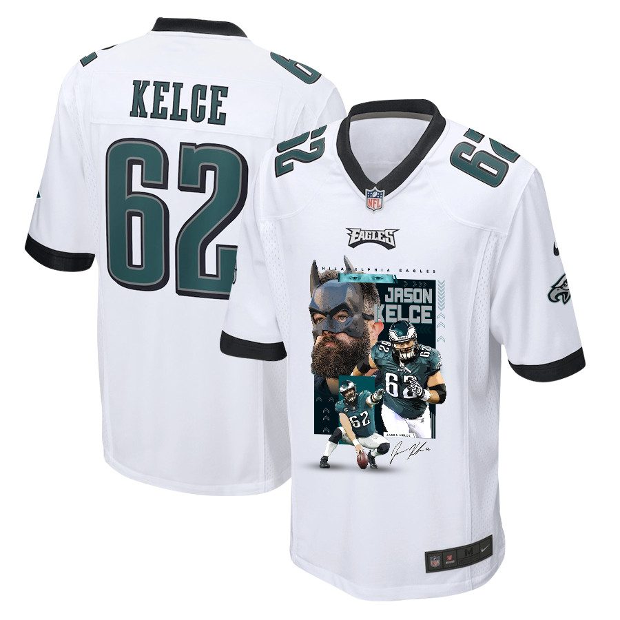 Jason Kelce 62 Philadelphia Eagles The Fat Bat Game Men Jersey - White JS5634 nicesnker