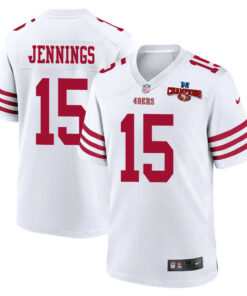 Jauan Jennings 15 San Francisco 49ers NFC Champions Patch Game Men Jersey - White JS2561 nicesnker
