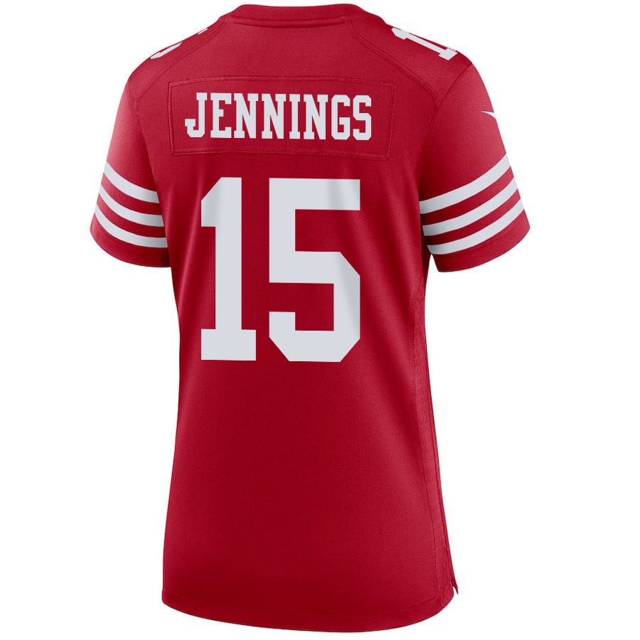 Jauan Jennings 15 San Francisco 49ers Super Bowl LVIII Patch Game Women Jersey - Scarlet JS1814 nicesnker - Image 3