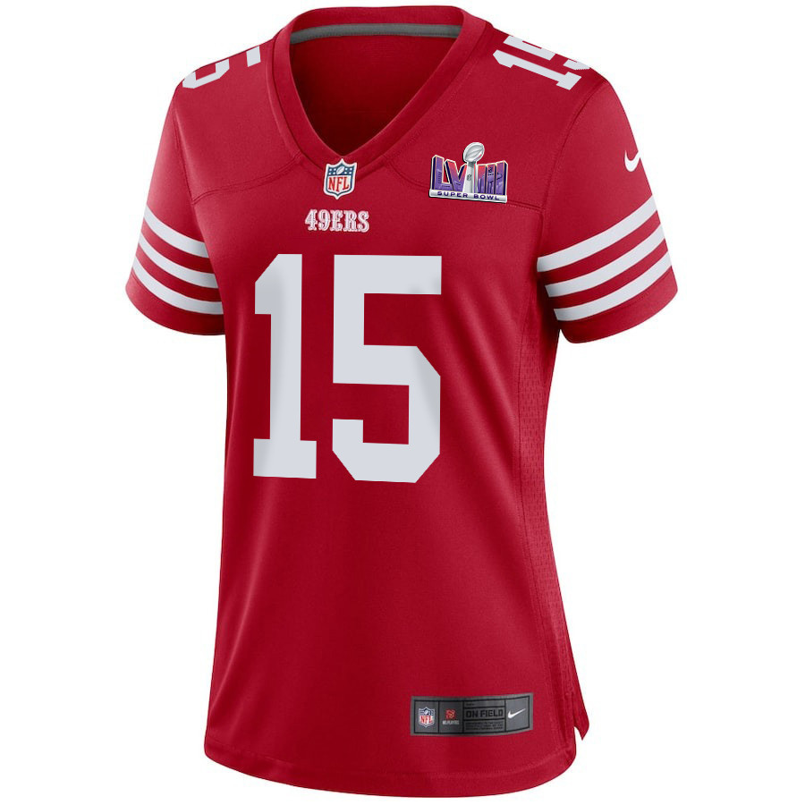 Jauan Jennings 15 San Francisco 49ers Super Bowl LVIII Patch Game Women Jersey - Scarlet JS1814 nicesnker - Image 2