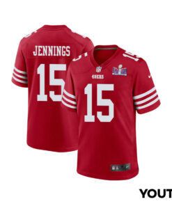 Jauan Jennings 15 San Francisco 49ers Super Bowl LVIII Patch Game YOUTH Jersey - Scarlet JS2832 nicesnker