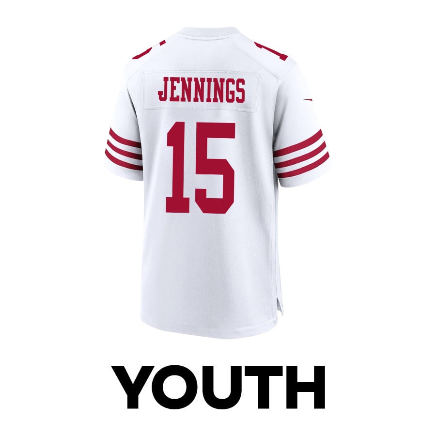 Jauan Jennings 15 San Francisco 49ers Super Bowl LVIII Patch Game YOUTH Jersey - White JS8003 nicesnker - Image 3