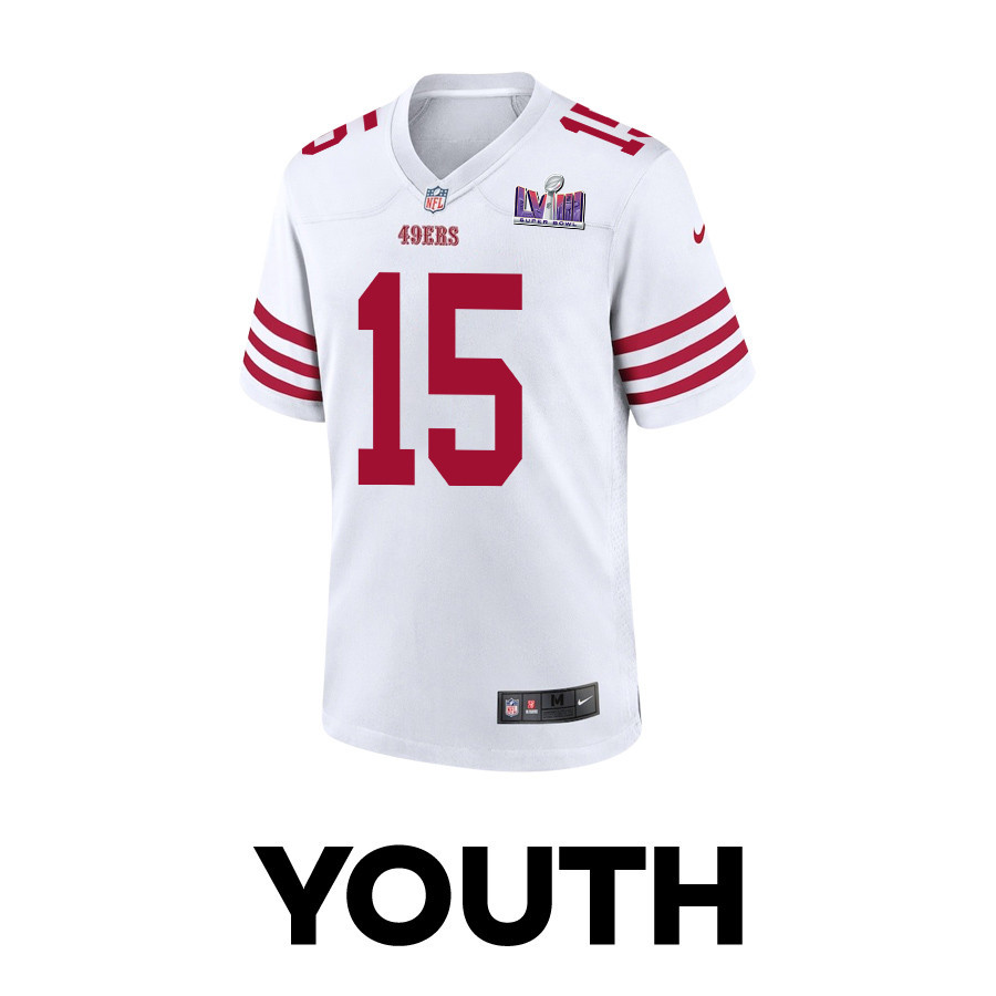 Jauan Jennings 15 San Francisco 49ers Super Bowl LVIII Patch Game YOUTH Jersey - White JS8003 nicesnker - Image 2
