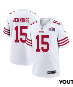 Jauan Jennings 15 San Francisco 49ers Super Bowl LVIII Patch Game YOUTH Jersey - White JS8003 nicesnker