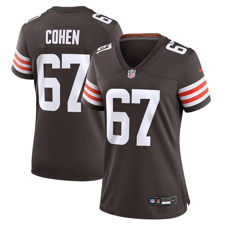 Javion Cohen 67 Cleveland Browns Women's Game Jersey - Brown JS1308 nicesnker