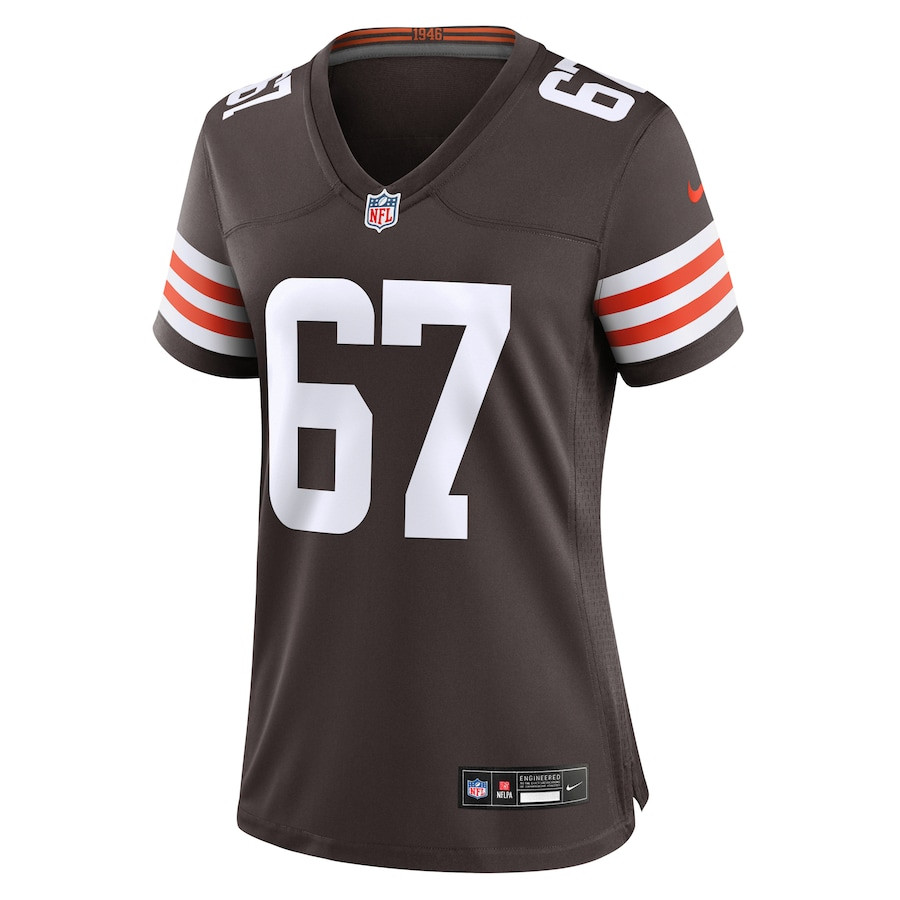 Javion Cohen 67 Cleveland Browns Women's Game Jersey - Brown JS1308 nicesnker - Image 2