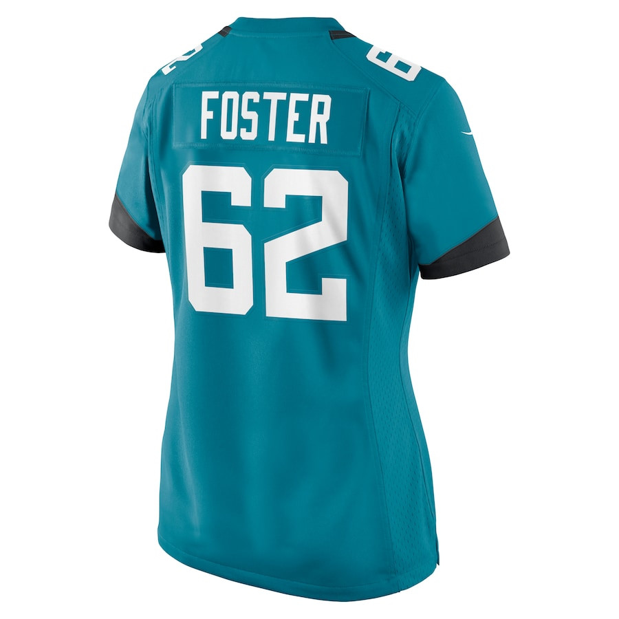 Javon Foster 62 Jacksonville Jaguars Women's Game Jersey - Teal JS4865 nicesnker - Image 3