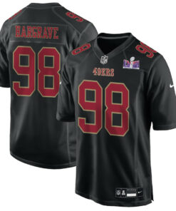 Javon Hargrave 98 San Francisco 49ers Super Bowl LVIII Patch Fashion Game Men Jersey - Carbon Black JS4573 nicesnker