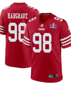 Javon Hargrave 98 San Francisco 49ers Super Bowl LVIII Patch Game Men Jersey - Scarlet JS5496 nicesnker