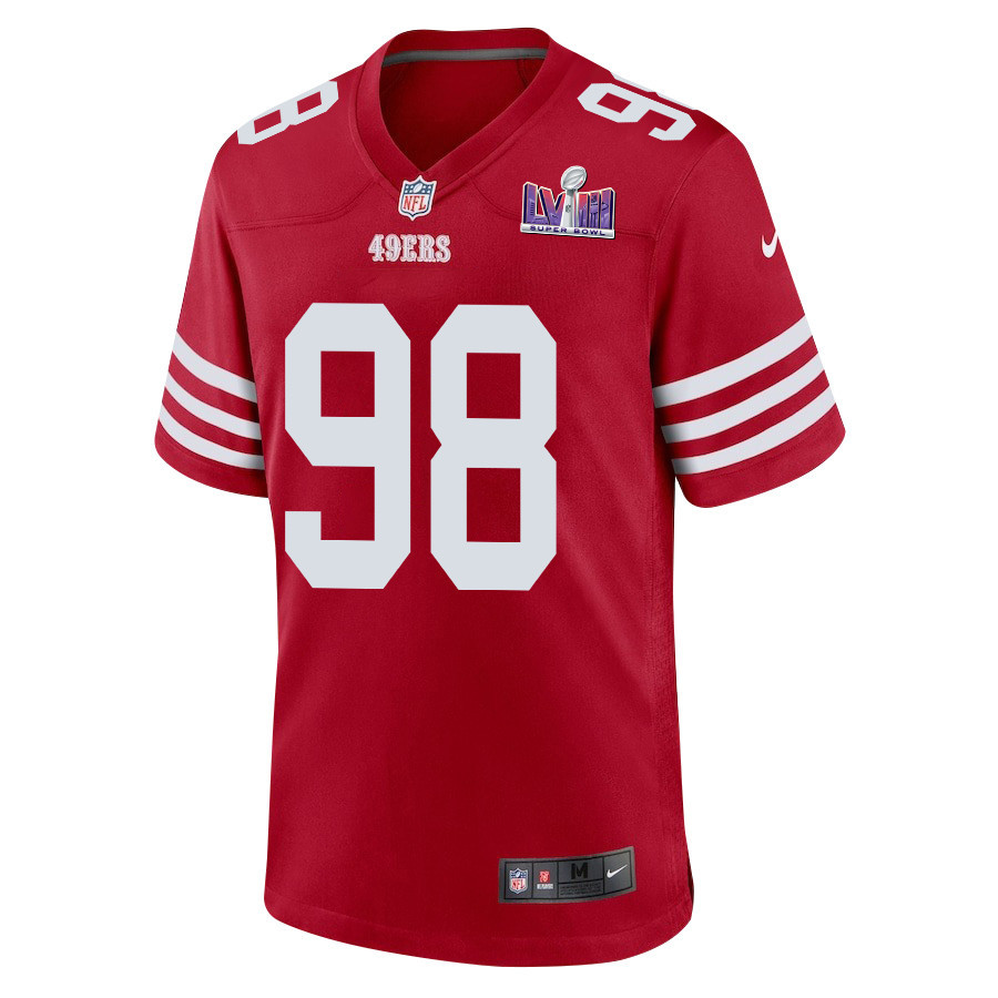 Javon Hargrave 98 San Francisco 49ers Super Bowl LVIII Patch Game Men Jersey - Scarlet JS5496 nicesnker - Image 2